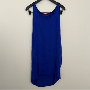 VELVET • Blue Sleeveless Soft Drape Cape Dress